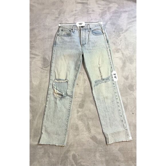 Alice & Olivia Cotton Straight Fit Raw Hem Jeans 27 - Picture 7 of 9